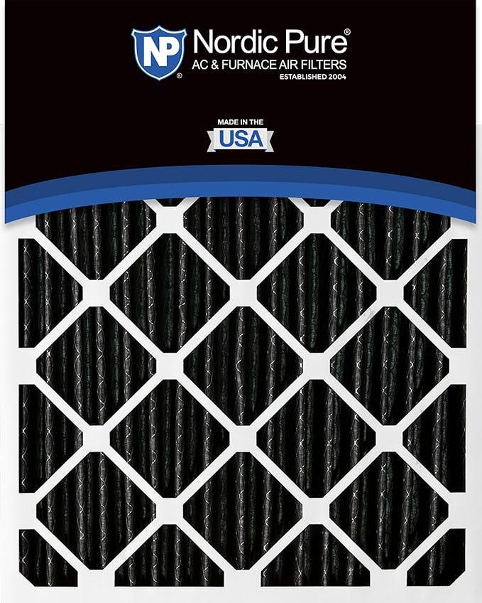 Nordic Pure 16x20x4 (Actual Size: 15 1/2 x 19 1/2 x 3 5/8) Pleated Plus Carbon Air Filters MERV 8 2 Pack