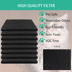 Lubise 8 Pcs 0.5in Charcoal Filters Compatible with Van Ness Cat Litter Box, 4.5 x 6.5Inch Replacement Activated Carbon Premium Odor Filters for Pureness F6 Zeloite Air Filter, Black