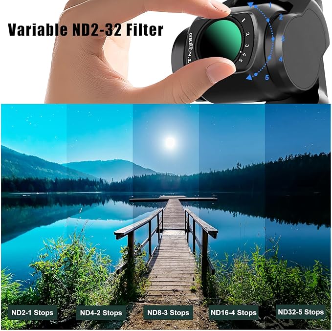 GREEN.L Variable ND2-32 & 1/4 Black Mist Filter for DJI Osmo Pocket 3, Magnetic 2-in-1 ND Cinematic Filter, HD Multi-Coated Optical Glass for Cinematic Video