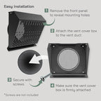 Vent Systems 6" Inch Exhaust Vent Cover with Rubber Gasket - Graphite Black Galvanized Steel - Robust Weatherproof Outdoor Air Exhaust Box - Duct or Surface Mounting - Rain and Snow Protection
