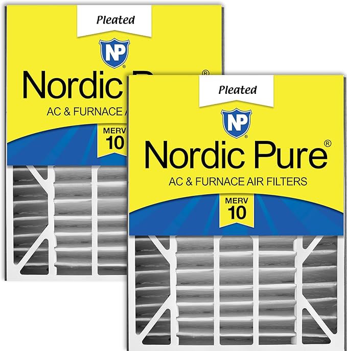 Nordic Pure 20x25x5 (Actual Size: 19 3/4 x 24 1/4 x 4 7/8) Air Bear Replacement 255649-102 MERV 10 Air Filters 2 Pack