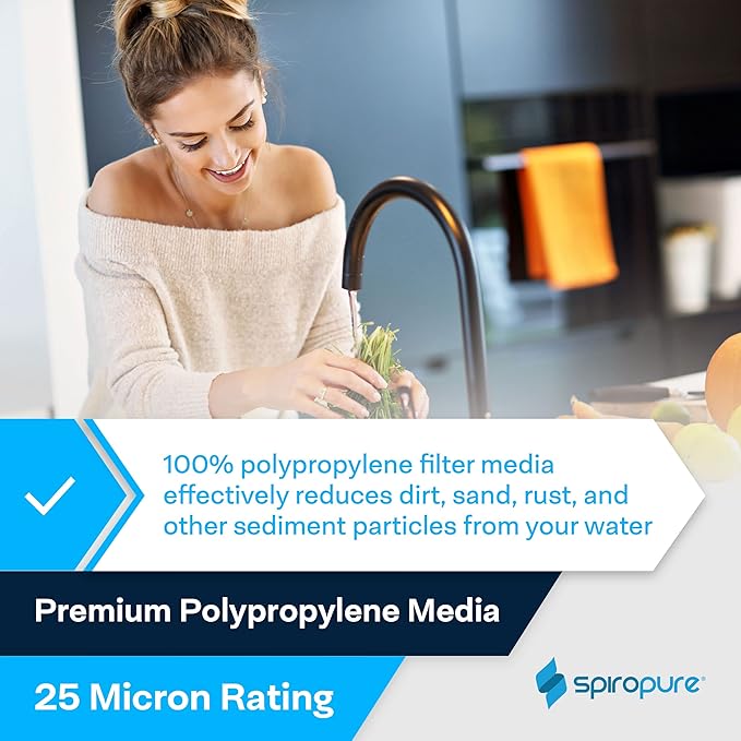 SpiroPure Inline Sediment Water Filter with 1/4" FNTP or 3/8" Quick-Connect, 2" x 10" (1 Pack)