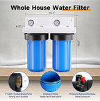 PUREPLUS 2-Stage Whole House Water Filtration System, Reduces Chlorine, Odor, Heavy Metals, Iron, Manganese, 10"x4.5" Housing, 1" Inlet/Outlet, PP Sediment & RFN Iron Filter, Pressure Gauges Included