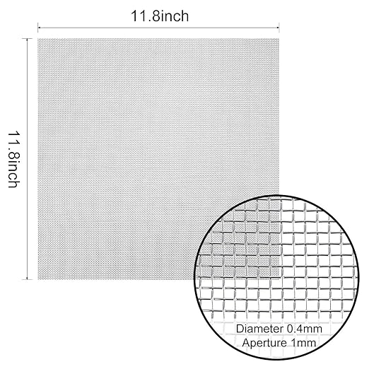 2 Pack 304 Stainless Steel Wire Mesh Screen 20 Mesh 11.8 x 11.8 Inch Metal Meshes Screen Woven Wire Meshes 1mm Hole Easy to Cut for Vent, Window Screens, Filters, Cage, Garden, Vent, Cage, Cabinet DIY