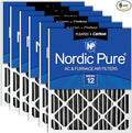 Nordic Pure 16x25x4 (Actual Size: 15 1/2 x 24 1/2 x 3 5/8) Pleated Air Filter MERV 12 Plus Carbon 6 Pack