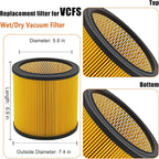 Replacement Filter for Vacmaster 5-20 Gallon/Hart Shop Vacuum 5-17 Gallon, Replaces Hart VCFS 3701 Filter/VCFF Filter, Fits most Shop-Vac/Craftsman Vacuum with 2x Wet Foam Filter
