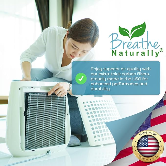 Breathe Naturally - Hapf600 HEPA Carbon Filter Replacement for Holmes Air Purifiers - High Efficiency Carbon Air Cleaner Filters - Compatible with Holmes HAPF600 Series - (3 Pack Carbon Filter C)