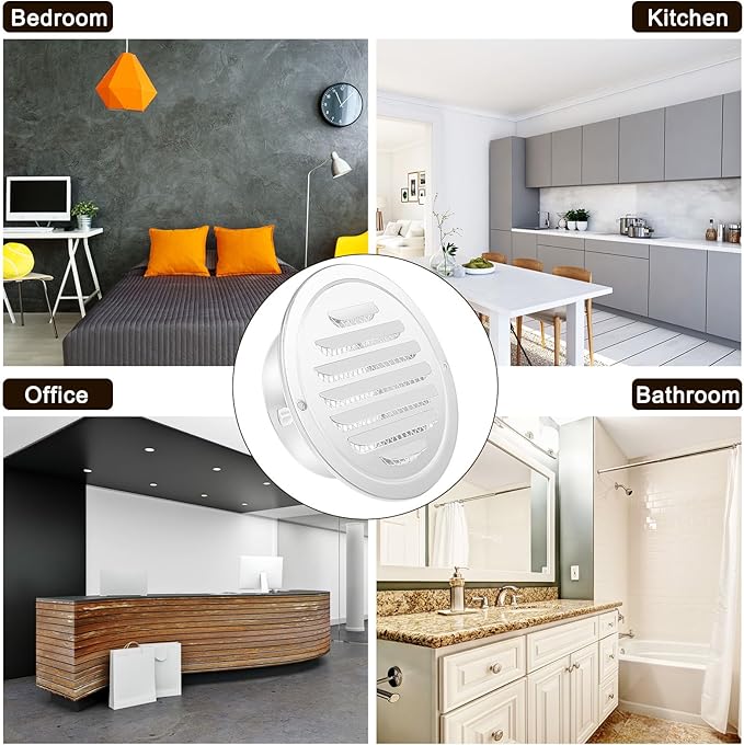 Zonon 8pcs Stainless Steel Soffit Vents 6 Inch Round Dryer Vent Cover with Mesh Screen for Home Outdoor Bathroom Wall Ceiling Outside Exterior Exhaust White