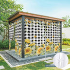 Sunflowers Outdoor Curtains for Patio Summer Floral Eucalyptus Leaf Buffalo Check Waterproof Outside Curtains with Grommet Top Weatherproof Curtain for Cabana Pergola Gazebo, 2 Pack, 54" W x 84" L