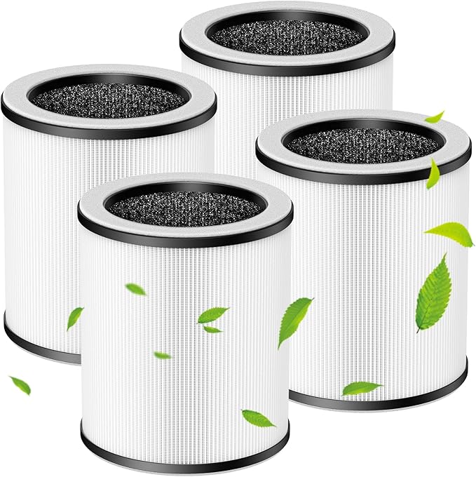 P60 Replacement Filters for YARIKI/TPLMB P60 Air Purifier, for Vhoiu KJ50 Air Purifier, 3 Layer Filtration with Nylon Pre-Filter, HEPA Filter & Carbon Filter, 4 Pack