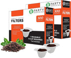 PARTY BARGAINS 600 Compact White Coffee Filter Liners – Disposable, Compatible with Keurig Brewers & K-Cup Reusable Pods, Single-Serve Paper Filters