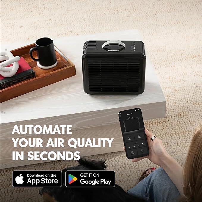 PuroAir 100i HEPA Air Purifiers for Home Pets - Covers Up To 550 Sq Ft - Filters Up To 99.9% of Pollutants, Smoke, Pollen, Dust - Quiet HEPA Air Filter - Air Purifiers for Bedroom (2 Pack)