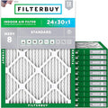 Filterbuy 24x30x1 Air Filter MERV 8 Essential Dust & Allergy Defense (12-Pack), Electrostatic Pleated HVAC AC Furnace Filters Replacement, Made in USA (Actual Size: 23.88 x 29.88 x 0.75)