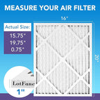LotFancy 16x20x1 Air Filter MERV 11 6-Pack, Electrostatic Pleated AC Furnace Air Filter, Captures Dust, Smog & Pet Dander, Actual Size: 15.75"x15.75"x0.75"