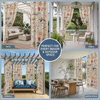 Vintage Outdoor Curtains for Patio Sharks Whales Lobsters Biographies Waterproof Outside Curtains with Grommet Top Weatherproof Curtain for Cabana Pergola Gazebo, 1 Panel, 54" W x 95" L