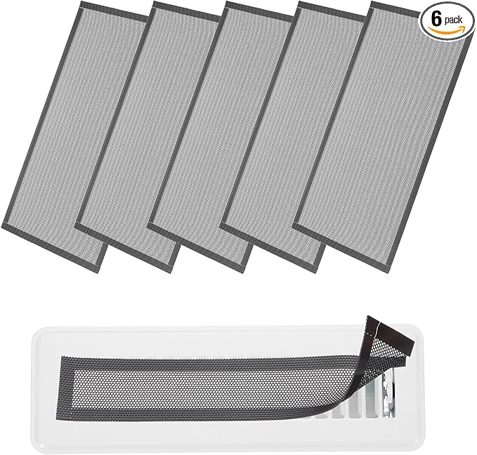 YOKIVE 6 Pcs Magnetic Floor Vent Covers, Floor Register Cover PVC Mesh Air Vent Screen Filters, Great for Home Floor, Wall, Ceiling, Catch Debris Hair Dust (Black, 14-Inch x 8-Inch)