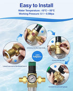 Spin Down Sediment Filter with Water Pressure Regulator, 2 in 1 Whole House Prefilter System with Gauge,50 Micron, 1.25" MNPT + 1" FNPT + 1" MNPT, Heavy Duty Brass