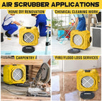Commercial Air Scrubber, Negative Air Machine with 3-Stage Filtration, Commercial Air Purifier with HEPA/Carbon Filters/MERV-10, Heavy Duty Air Purifier for Industrial and Home, Yellow