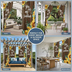 Summer Outdoor Curtains for Patio Sunflowers Eucalyptus Leaves Wood Waterproof Outside Curtains with Grommet Top Weatherproof Curtain for Cabana Pergola Gazebo, 2 Pack, 54" W x 108" L