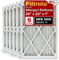 Filtrete 20x22x1 AC Furnace Air Filter, MERV 11, MPR 1000, Micro Allergen Defense, 3-Month Pleated 1-Inch Electrostatic Air Cleaning Filter, 6 Pack (Actual Size 19.81 x 21.81 x 0.81 in)