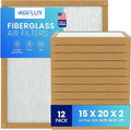 Fiberglass Air Filter -15x20x2Air Filter 12 Pack - Non Pleated 15"x20"x2", AC Filters for Home, Fiberglass, HVAC filters, Heater, Furnace Catcher for Dust - 1 YEAR SUPPLY