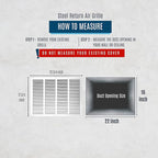 Fits 22x16 Duct Opening | Steel Return Air Grille by Handua | Vent Cover Grill for Sidewall and Ceiling | White | HVAC Cold Air Intake Grille | Outer Dimensions: 23.75"W X 17.75"