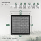 Vent Systems 10" x 10" - Pack of 2 - Black Plastic Soffit Vent Cover - Durable Flat Square Air Vent Grille with Mesh Screen - Weather Resistant Ventilation Grill - Wall & Ceiling, Indoor & Outdoor