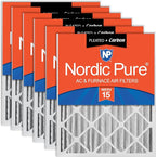 Nordic Pure 20x25x4 (Actual Size: 19 1/2 x 24 1/2 x 3 5/8) Pleated Air Filters MERV 15 Plus Carbon 6 Pack