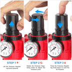TAILONZ PNEUMATIC 0-150PSI 1/4 Inch NPT Aluminum Alloy Air Filter, Particulate Filter, Coalescing Filter, Desiccant Dryer and Air Regulator (Manual Drainage)