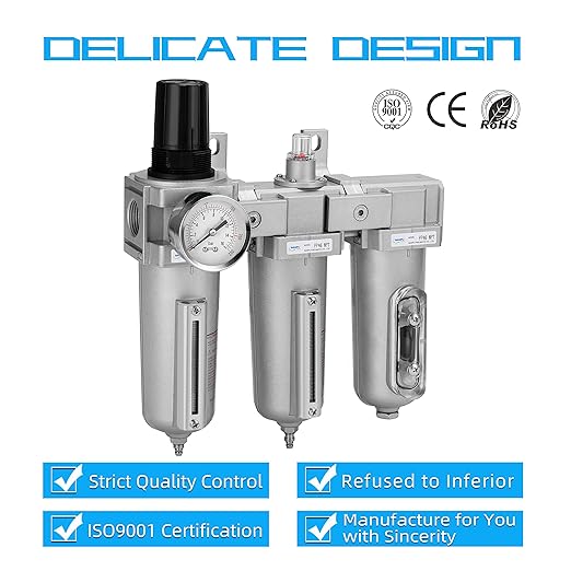 NANPU 3/4" NPT Industrial Grade 3 Stage Air Drying System - Particulate Filter, Coalescing Filter, Desiccant Dryer & Air Regulator, Metal Bowl, Manual Drain, Suitable for Paint Spray＆ Plasma Cutter