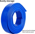 1-1/2" (Flat 2.6’’ width) x 50 FT Pool Backwash Hose, Blue Heavy Duty Reinforced PVC Lay Flat Water Discharge Hose for Swimming Pool Filter Pump,with 2 Clamp