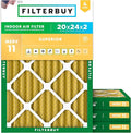 Filterbuy 20x24x2 Air Filter MERV 11 Superior Pet & Allergy Defense (4-Pack), Electrostatic Pleated HVAC AC Furnace Filters Replacement, Made in USA (Actual Size: 19.38 x 23.38 x 1.75)