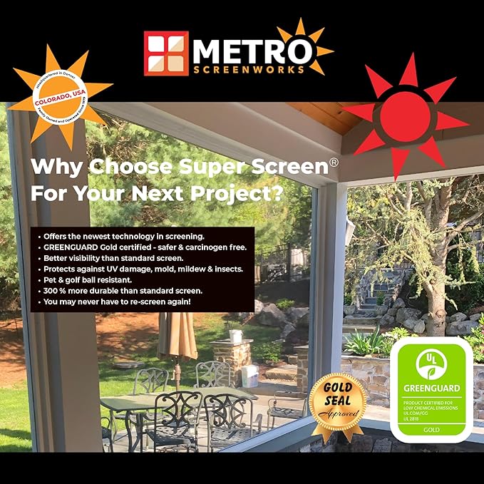 Pet & Weather Resistant Insect Screen - 17/14 Super Screen (84 in x 25 ft) - Mesh Screen for Patio Porch Pool Cage & Lanai - Replacement Screen Roll, Black - Dog & Cat Proof Screens for Windows