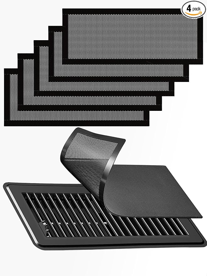 6-Pack Black Magnetic Vent Covers 7x11 Inch - Universal Fit for Floor, Wall & Ceiling Registers (7"-8" Width x 11"-12"Length) | High Airflow Mesh Design | Tool-Free Easy Installation