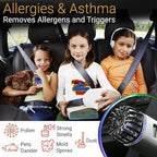 Car Air Purifier Ionizer - 12V Plug-in Ionic Anti-Microbial Car Deodorizer with Dual USB Charger - Smoke Smell, Pet and Food Odors, Allergens, Viruses Eliminator for Car (Matte Silver)