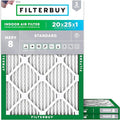 Filterbuy 20x25x1 Air Filter MERV 8 Essential Dust & Allergy Defense (3-Pack), Electrostatic Pleated HVAC AC Furnace Filters Replacement, Made in USA (Actual Size: 19.50 x 24.50 x 0.75)