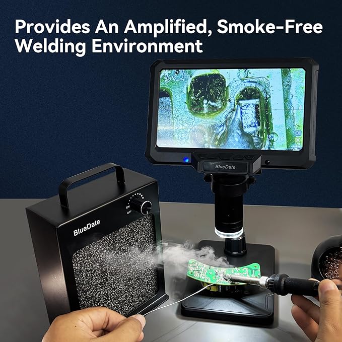 Solder Fume Extractor with HEPA and Carbon Filter - Portable Smoke Absorber for DIY Soldering, Engraving, Jewelry Making，with 2 Magnetic Helping Hands