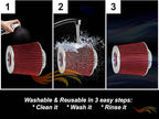 RED 3.5" 89 mm Inlet Cold Air INTAKE Cone Replacement Performance Washable Clamp-On Dry Air Filter