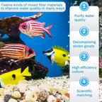 Timgle 3 Bags Aquarium Filter Media Bio Balls Ceramic Rings Set 1500 g Total 3.3 lb 12 in 1 with Mesh Bag Ceramic Rings for Aquarium Filter Pond and Fish Tank Accessories Decorations