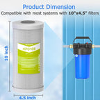 0.2 Micron 10" x 4.5" Water Filter with Pleated Polyester & Activated Carbon Block Composite Water Filter, Compatible with HHB10 and 10" Big Housings for Whole House, RVs, Boats - 1 Pack