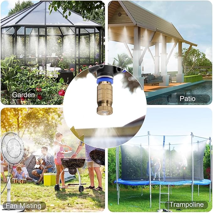 20pcs High Pressure Atomizer Nozzle Brass Misting Nozzles for Outdoor Cooling System, Landscaping, Greenhouse Irrigation, Air Humidification, Anti-Drip Fogging Spray Head(0.008"/0.2mm)