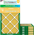 Filterbuy 12x27x1 Air Filter MERV 11 Superior Pet & Allergy Defense (6-Pack), Electrostatic Pleated HVAC AC Furnace Filters Replacement, Made in USA (Actual Size: 11.50 x 26.50 x 0.75)