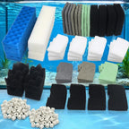 NewKe 52 Pack Filter Media Kit for Fluval 406/407 Canister Filters, Replacement Bio Foam, Nitrite/Phosphate/Ammonia Remover, Carbon, Ceramic Rings