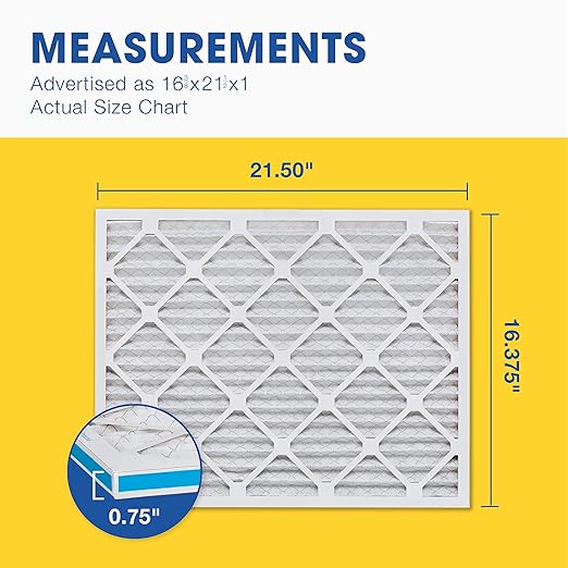 Aerostar 16.375x21.5x1 MERV 8 Air Filter, 4 Count, ACTUAL SIZE (16.50 x 21.50 x 0.75), HVAC, Air Conditioning & Furnace Filter Captures Dust, Lint & Pollen (MPR 600 / FPR 5), Made in USA