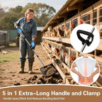 12-Inch Heavy Duty Chicken Poop Scooper & Rake 2-in-1 with 36-77" Adjustable Stainless Steel Handle Ergonomic Metal Sifting Shovel for Chicken Coop, Goat Stall,Animals House Cleaning