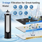 IceJoy 0.01μm Ultra-Filtration Gravity Water Filter System, 2.25G Stainless Steel Countertop Purifier with 4 Filters, Water Level Spigot & Stand, Reduce Fluoride & Chlorine, NSF/ANSI 42