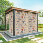 Vintage Outdoor Curtains for Patio Sharks Whales Lobsters Biographies Waterproof Outside Curtains with Grommet Top Weatherproof Curtain for Cabana Pergola Gazebo, 2 Pack, 54" W x 84" L