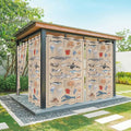 Vintage Outdoor Curtains for Patio Sharks Whales Lobsters Biographies Waterproof Outside Curtains with Grommet Top Weatherproof Curtain for Cabana Pergola Gazebo, 1 Panel, 54" W x 95" L