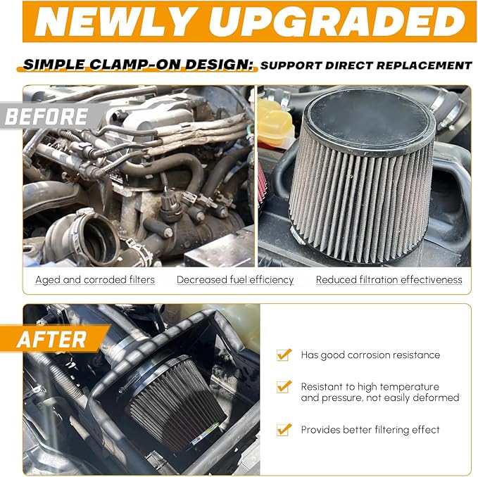 PTNHZ Universal Black 3.5" 89mm High Flow Cold Air Intake Cone Air Filter Power Intake Air Inlet System Air Cleaner