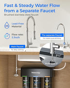Waterdrop TSB-PF Under Sink Water Filter, 𝐑𝐞𝐝𝐮𝐜𝐞𝐬 𝟖𝟎+ 𝐈𝐦𝐩𝐮𝐫𝐢𝐭𝐢𝐞𝐬-PFAS, Chlorine, Chloramine, Fluoride, Taste&Odor, 9 Layer Under Sink Water Filtration System,with A Separate Faucet